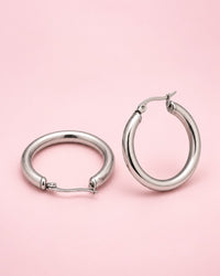 Silver-tone chunky hoop earrings