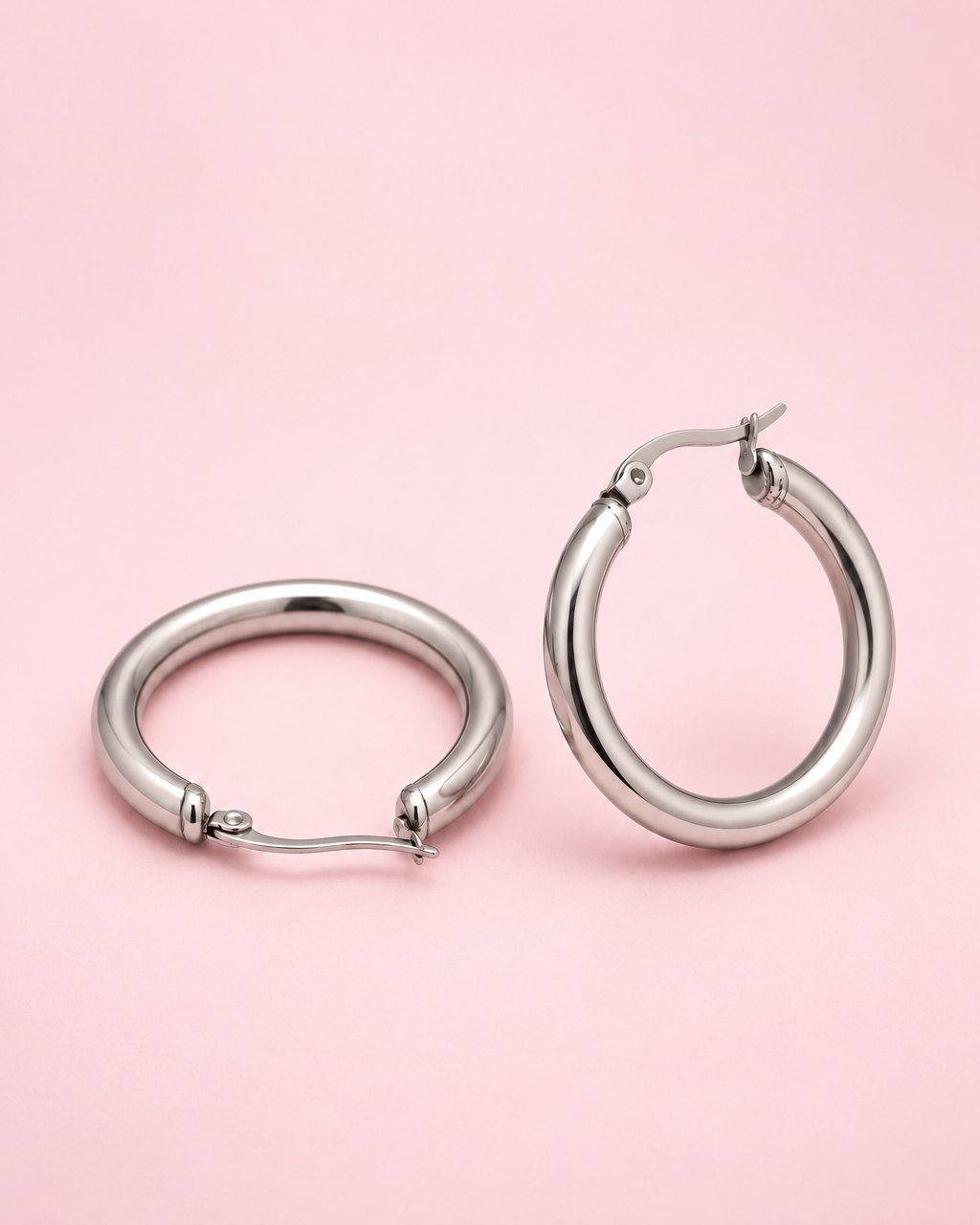 Silver-tone chunky hoop earrings