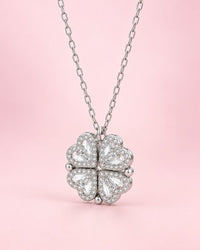 Silver-tone four-heart clover necklace