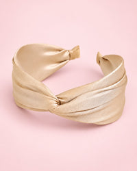 Champagne satin-finish twist knot headband