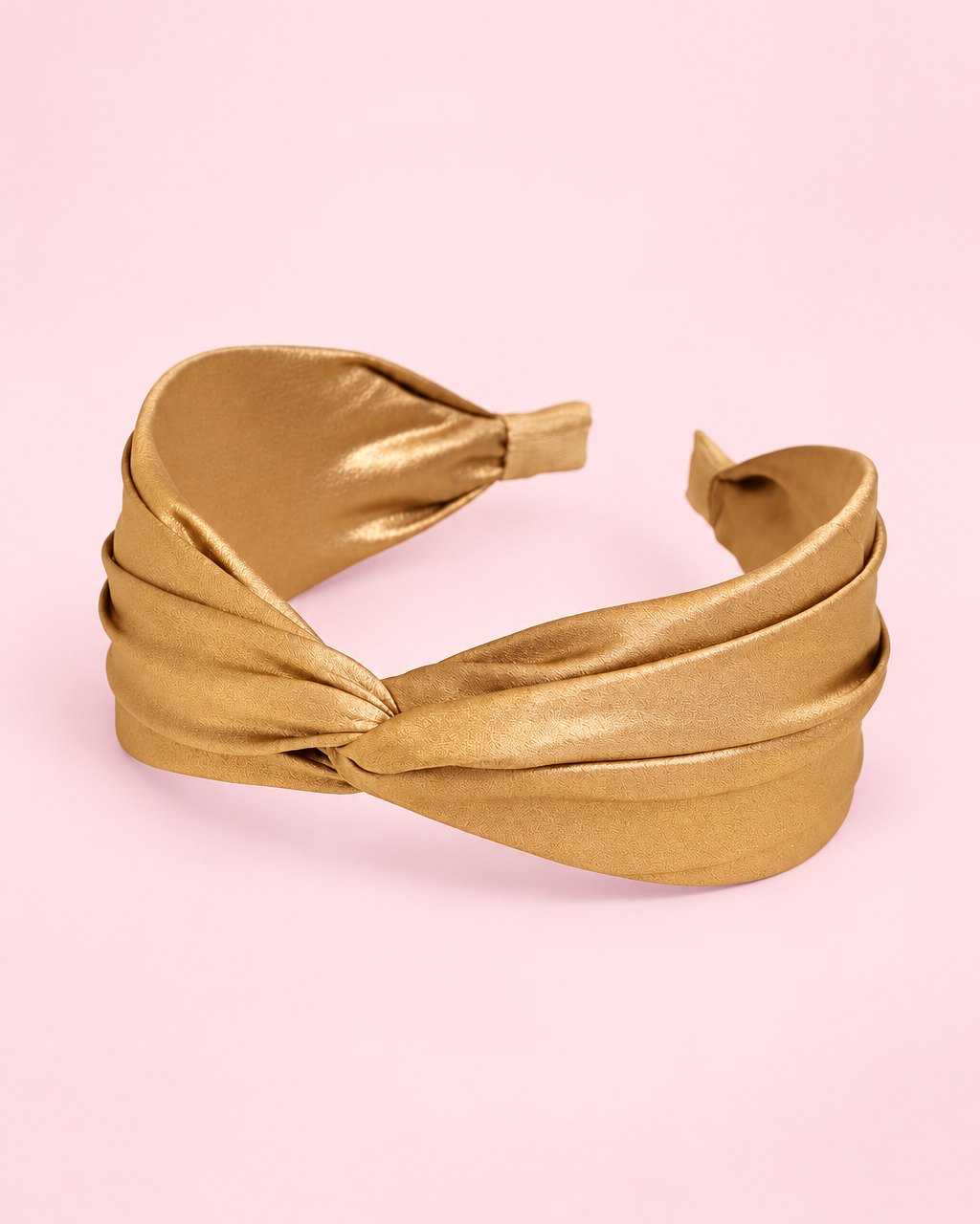 Caramel satin-finish twist knot headband