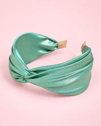 Sage green satin-finish twist knot headband