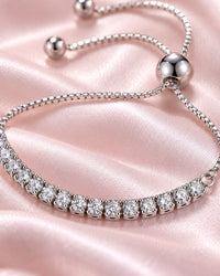 Close-up of the row of clear stones and the round slider bead